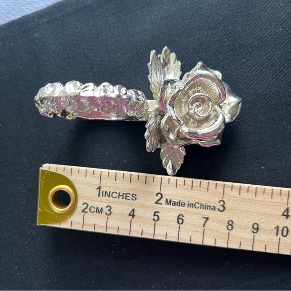 Princess House 4 Silver Plated Rose Napkin Rings & Name Cards Holders Circa 70's - Picture 1 of 8